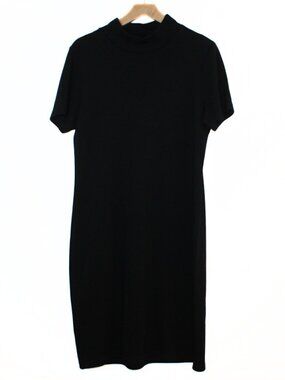 Lennie for Nina Leonard women's black dress size XL knit short sleeve mock neck